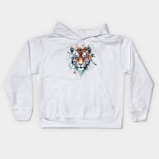 painted color mandala tiger cartoon Kids Hoodie